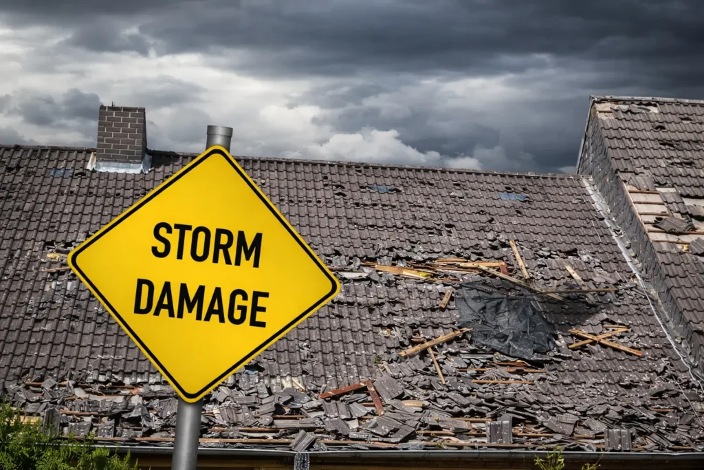 Storm damage roof inspection on an Idaho home after a wind storm