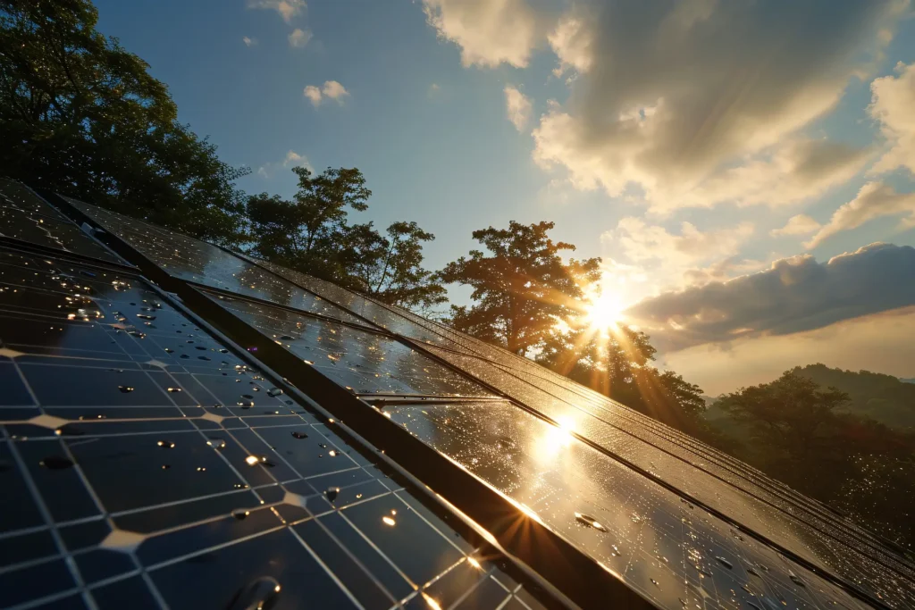 Residential solar panel cleaning kuna using water fed pole and pure water filtration